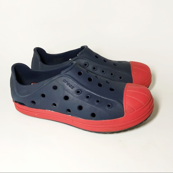 Crocs Bump It Shoe Clog Slip On Sneaker Blue Red 2 - Picture 1 of 4